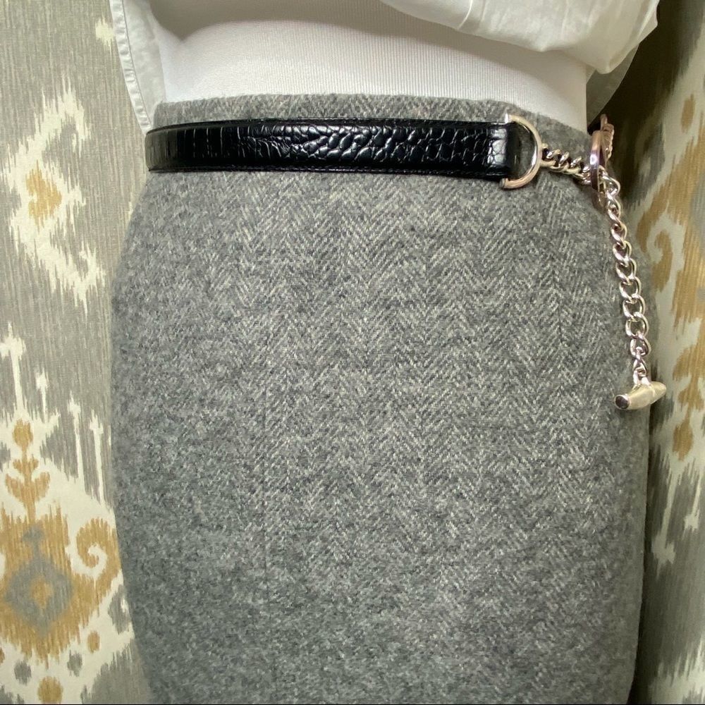 Ralph Lauren Grey Herringbone Camelhair Pencil Skirt